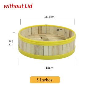 BESTITIT 1Pcs Thủ công Nồi hấp tre 3.5-8 inch Đa chức năng Hấp bánh bao  Có Nắp Dụng cụ nấu ăn nhà bếp Làm thực phẩm Trung Quốc