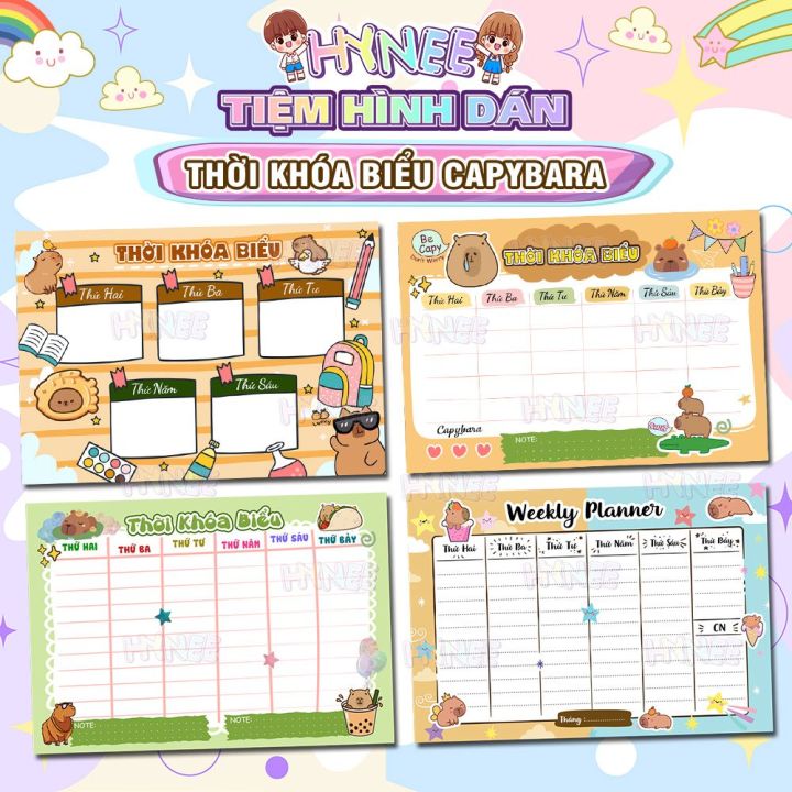 Thời Khóa Biểu Capybara Sẵn Keo, Weekly Planner Capy - Sticker Capybara ...