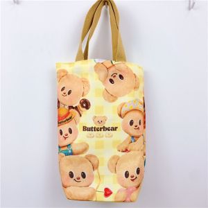 LUXURY GRADE การ์ตูนลายการ์ตูน ฝาขวดน้ำลายหมีเนย ผ้าใบแคนวาส ป้องกันรอยขีดข่วน ซองใส่ถ้วย สร้างสรรค์และสร้างสรรค์ ถุงเก็บขวดน้ำ อุปกรณ์เสริมสำหรับขวดน้ำ