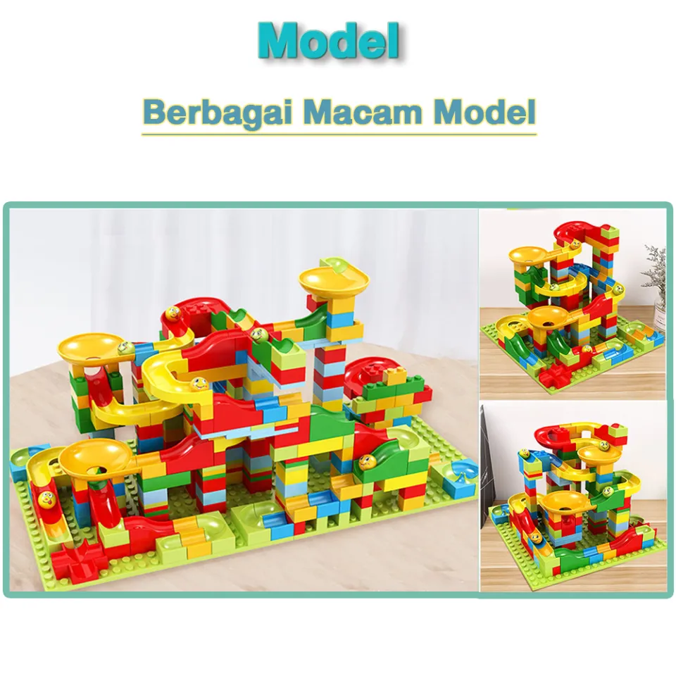 340pcs Mainan Anak Building Balok Susun Track Slide Ball Marble