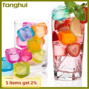 fanghui 12Pcs Set Whisky Reusable Ice Cube The Summer Wear-resistant Rocks Whiskey Cubes Plastic Accessories