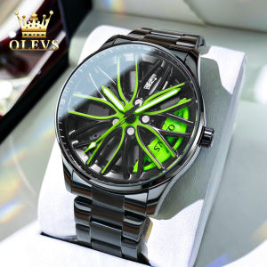 OLEVS resmi Autentik merek jam tangan 2024 pria anti air cowok keren original asli import elegan mewah dewasa terbaru Mode Santai roda gila kosong bercahaya Jam tangan kuarsa tali jam baja tahan karat buat gaya kado untuk pacar cowok
