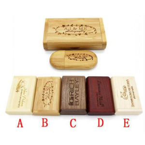 1 pcs Free Customer LOGO Wooden USB Flash Drive+Box Pen Drive U Disk Memory Thumb Sticks 8GB16GB32GB64GB Gift