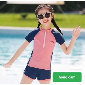 Bộ đồ bơi cho bé gái cộc tay quần đùi 2 lớp
