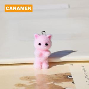 【CANAMEK】 Flocking Animals Cartoon Cats Shape Resin Dolls Beads Pendant Diy Jewelry Earring Garment Keychain Pendant Accessories