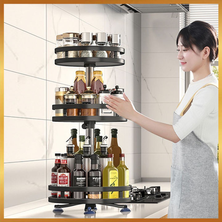 Kitchen Organizer 360 Degree Rotatable Spice Rack Steel Kitchen Cabinet ...