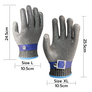 ถุงมือกันบาด ถุงมือกันของมีคมบาด Safety Gloves ถุงมือสแตนเลส กันของแหลมคมเจาะทะลุ กันหนาม ทนสารเคมี กันลื่น ถุงมือเนื้อตาข่าย ช่วยปกป้องมือได้เป็นอย่างดี และเน้นการหยิบจับที่กระชับและปลอดภัย