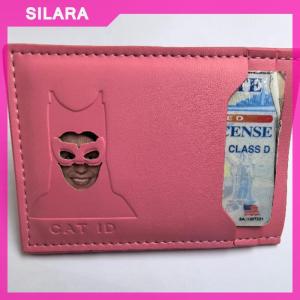 SILARA Leather Style Character ID Card Clip Hollow Out Character Design Multiple Card Slots Storage Protective Cover Gift