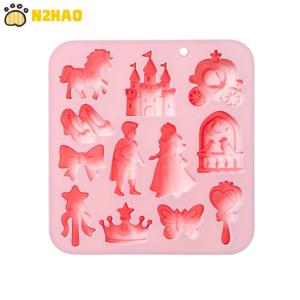 【N2HAO】 12 Cavity 3D Bow Prince Princess Silicone Mold Castle Horse Fondant Cake Decorating Tool for Themed Birthday Party