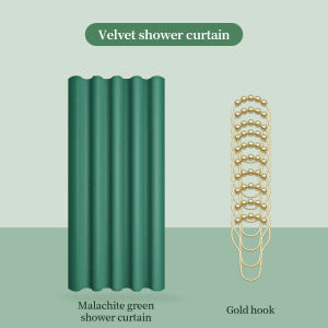 ICIC Pure Color Velvet Shower Curtain Waterproof Mildew Proof With Rod Magnetic Waterproof Strip Set For Bathroom
