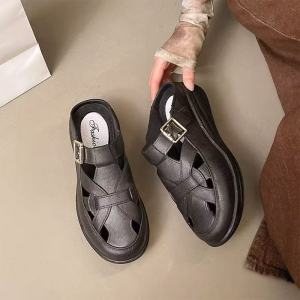Slip on Womens Fashion Wedge Roman Style Thick Soled Rubber Sandals 5198