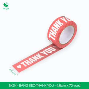 BK3H - 6 Băng keo in chữ THANK YOU 4.8cm x 70yard băng dính niêm phong hàng dễ vỡ