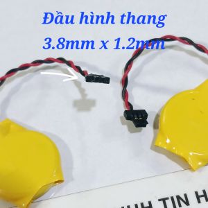 Pin Cmos 2032 CR2032 - 3V / Loại 2 dây 2 lổ đầu cắm hình thang: 3.8mm X 1.2mm