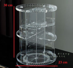 Large Make up Storage Organizer 360 Rotating Diamond edge Cosmetic Storage Box 化妆品收纳盒桌面透明口红护肤旋转梳妆台整理宿舍展示置物架