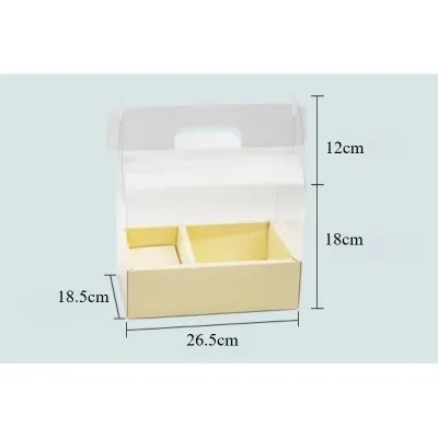 [Fast Shipping] 5 PCS Transparent Acetate Flower Mini Cake Gift Gable Box With Divider Handle Flower gift box DIY Holiday gift