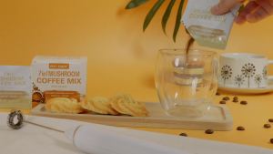 ECO-TASTE Mushroom Coffee Mix 7 in 1 with Ginkgo Lions Mane Alpha-GPC Bacopa PS L-Theanine – 12 Sachets