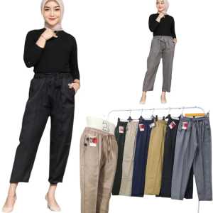 CELANA PANJANG BASIC PANTS  BAHAN DRILL UKURAN XL XXL/CELANA PANJANG BAGGY WANITA DEWASA TRENDY 2024