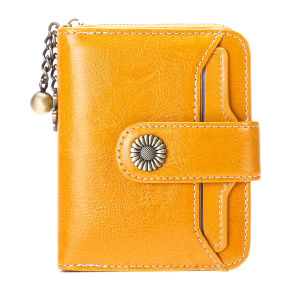 Royal Bagger RFID Blocking Short Wallet Purse For Women Girls Genuine Cow Leather Ladies Fashion Clutch Bag Card Clip With Chain Strap