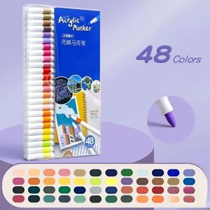 Bút Màu Acrylic Marker 48 Màu – Vẽ Được Trên Đá Gỗ Giày Vải Ly Sứ – Mực Đậm Không Bay Màu