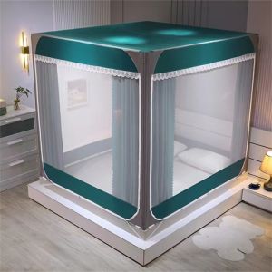 มุ้งกันยุง รุ่นใหม่ มุ้งมีม่าน มีพื้นมุ้งตาข่าย มุ้งครอบ5ฟุต 6ฟุต 6.6ฟุต ผ้ามุ้งพร้อมเสาสแตลเลสและม่านมุ้ง มุ้งเต็นท์