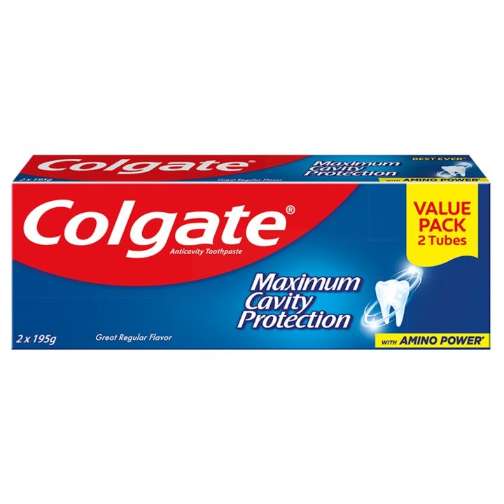 Colgate Twin Pack 195g Maximum Cavity Protection Regular Flavor Anti ...