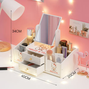 [READY STOCK] Cat Ear Kitty Cosmetic Storage Box Makeup Drawer Nail Polish Container Skin Care Rack