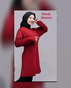 Kaos Polos Tunik Muslimah Lengan Panjang - Kaos Polos Tunik Cotton Premium - Baju Tunik Polos Katun Combed Adem Nyaman - kaos tunik wanita - Kaos Tunik Perempuan Lengan Panjang - Kaos Tunik Perempuan Dewasa - Tunik Polos