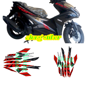 STIKER STRIPING LIS LES BODY MOTOR YAMAHA AEROX 155 2019 FULL HITAM-MERAH 1SET STANDAR