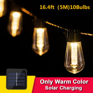 Warmtaste Solar String Bulb Lamp 10/20/30Light 2200K Warm Light Outdoor Lighting IP65 Waterproof Courtyard Hanging Bulbs For Backyard Garden Porch Pool Wedding Party Ambiance Lights