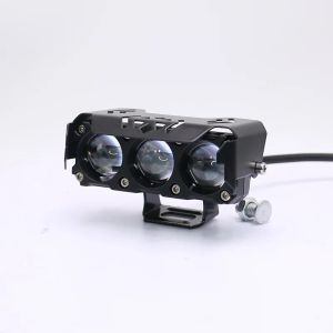 แถบไฟ LED กันน้ำ3เลนส์สำหรับรถจักรยานยนต์/รถยนต์/SUV-ลำแสงสีเหลืองและสีขาวแบบคู่ (3000K/6000K) ไฟตัดหมอกแบบปรับได้พร้อมฝาครอบป้องกัน