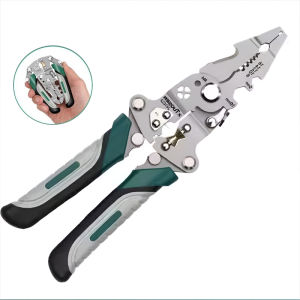 【18 in 1】คีมปอกสายไฟอเนกประสงค์ การตัดสายไฟ การผ่าสายไฟ การงัดสายไฟ คีมปอกสายไฟ กรรไกร เครื่องมือคีมช่างไฟฟ้าแบบพับได้