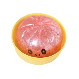 MUSASI with Steamer Dumplings Squishy Toy Soft Glitter Steamed Stuffed Bun Squishy Pinch Le Slow Resilience Squishy Toy For Stress Anxiety Relief