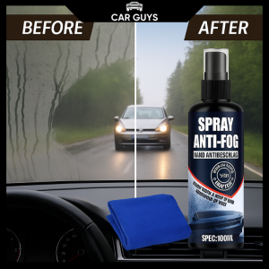 Car Guys™ Anti-Fog Spray 100ml for Car Glass and Mirrors – Nano Coating for Clear Visibility Includes Free Towel