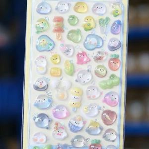 CRUSHES Transparent 3D Crystal Stickers DIY Crafts Cartoon Animal Phone Case Decoration Sticker Cute PVC Relief Decorative Sticker Water Cup Decoration