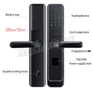 【3 Year Warranty】Door Lock Main Door Waterproof Smart Door Lock Home Security Door Password/IC Card/Key/Fingerprint Unlock Biometrics Smart Door Lock System Automatic Sliding Cover Door Knob For Main Door Applicable to Left & Right Smart Lock Main Door