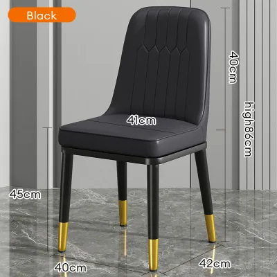 LALA Dining Chair Home Leisure High-back Chair PU Leather Waterproof Moisture-proof Easy to Clean Living Room Household Metal Chair Legs