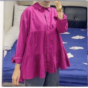Dita Blouse Wanita | KEMEJA RUFFLE WANITA RAMPEL FULL KANCING BUSUI FRIENDLY