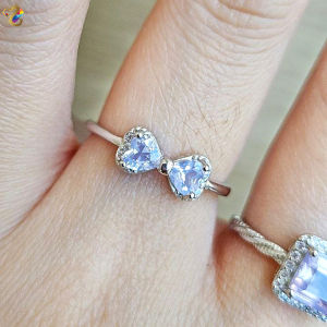 Premium Grade Scorolite Lavender Moon Quartz S925 Silver Adjustable Rings (3 Types to Choose)