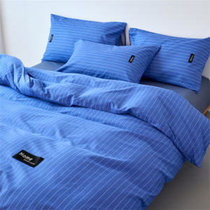 【discount store】‌Minimalist Style Quilt Cover 100% Cotton Striped Duvet Cover & Pillowcase Set