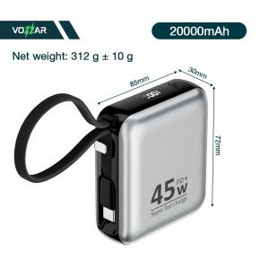 CCC PD 45W Fast Charging 20000mAh Build In Type C Cable For Laptop Tablet Phone