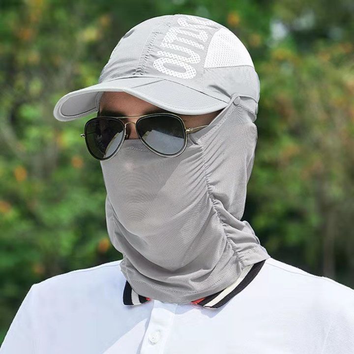 Sun Cap Fishing Hat for Men & Women, UV Protection, Lightweight Baseball  Hat, Detachable Neck Flap & Face Cover-Navy Blue