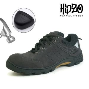 HIPZO Sepatu Safety Sporty Ujung Besi M076 Untuk Pria Kerja Outdoor Tambang Proyek Sol Full Karet