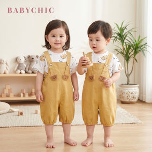 Overalls Clothing Set 0-6 Years Kids Boys Girls T Shirt Set Bear Suspender Jumpsuit Set Baju Budak