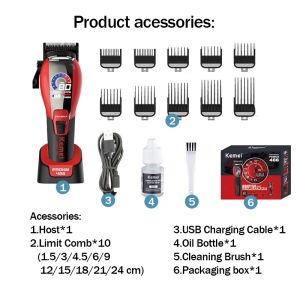 Kemei Km-488 Professional Hair Clipper USB Brushless Hair Trimmer DLC Blades Hair Cut Machine