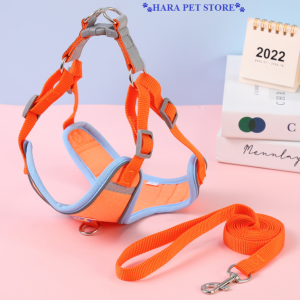Bộ dây dắt cho Chó Mèo kèm yếm ngực phản quang hình chú Cún (mẫu mới) - Hara Pet Store