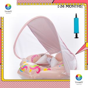 Baby Swimming Float Inflatable Swimming Ring with Sunshade Floating Accessories Circle Bath Summer Toy Toddler