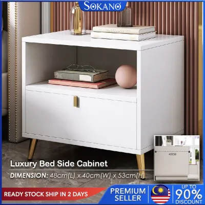 SOKANO CTG0082/83 Bedside Cabinet Luxury Bed Side Cabinet Scandinavian Style European Style Nordic Style Modern Style Side Table Storage Cabinet For Living Room Bedroom Office With Drawers Kabinet Simpanan