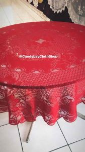 Taplak Meja Tamu MERAH NATAL Diameter 180 cm