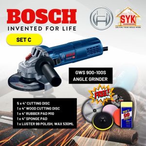 SYK BOSCH GWS 900-100S Angle Grinder Bosch Power Tools Mesin Grinder Pemotong Besi - 06013961L0 (SETS) FREE GIFT