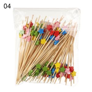 DFGFIN 100Pcs Wedding Party Supply Toothpick Skewer Cupcake Fruit Fork Salad Sandwich Toothpicks Food Fruit tail Decor Handmade Toothpicks Bamboo Picks Fruit Sticks